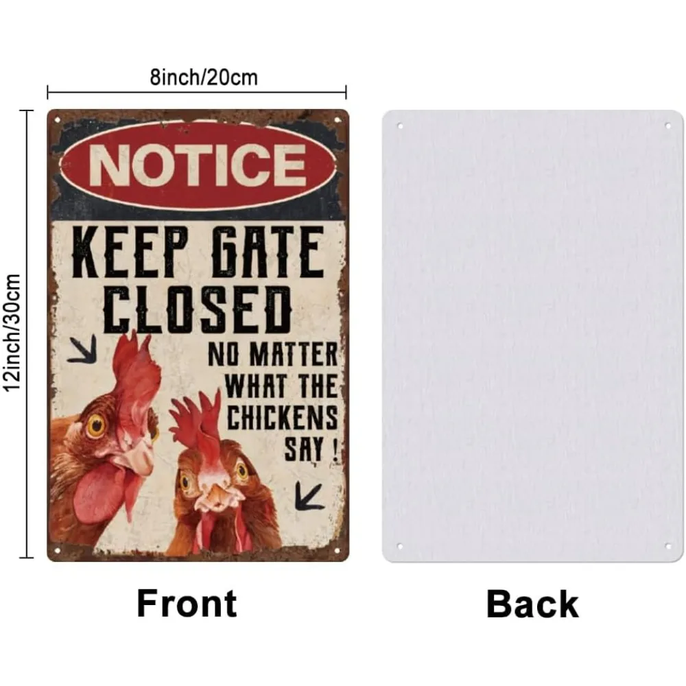 Funny Chicken Coop Tin Sign Notice Signs Retro Metal Poster Vintage Country Art Sign Keep Gate Closed