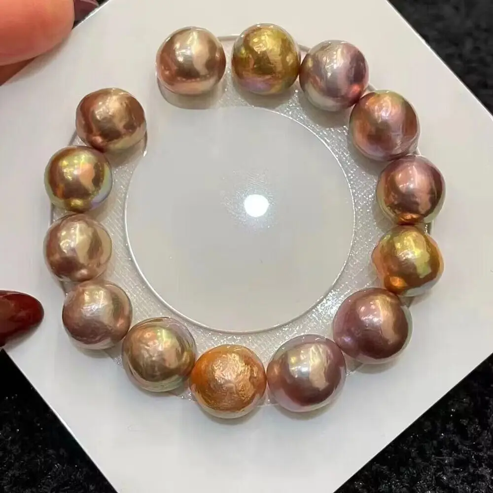 gorgeous 11-13mm south sea baroque multicolor pearl bracelet 7.5-8\