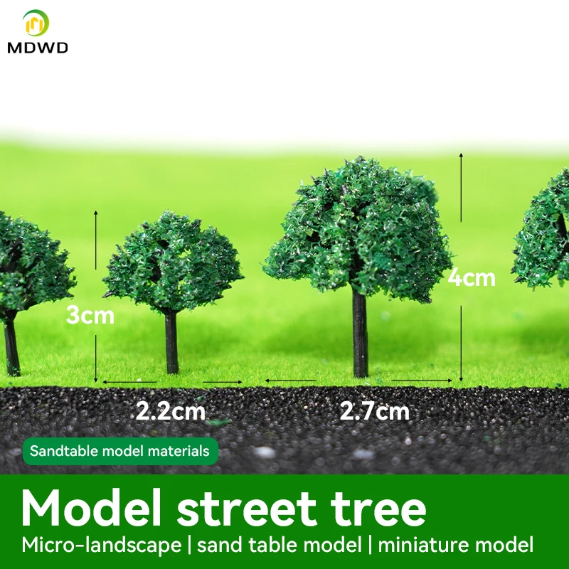 50 pz/lotto Architettura Z Modello in Scala 1:1000 Alberi Verdi In Miniatura In 3.5 cm Per Il Layout del Treno Ho