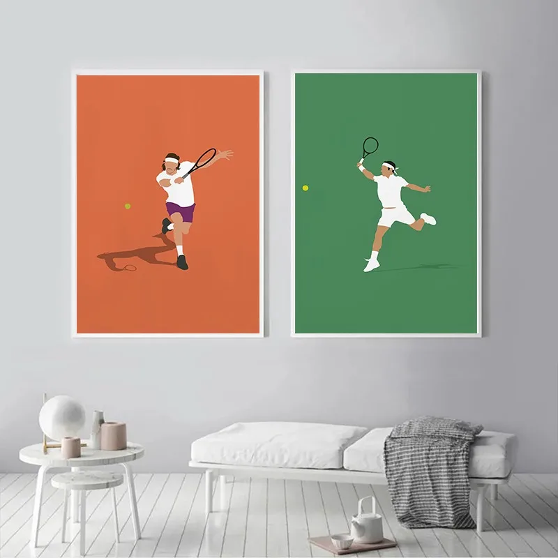 Tennis Player Roger Federer Sports Minimalist Posters and Prints Canvas Painting Wall Art Pictures for Living Room Home Decor