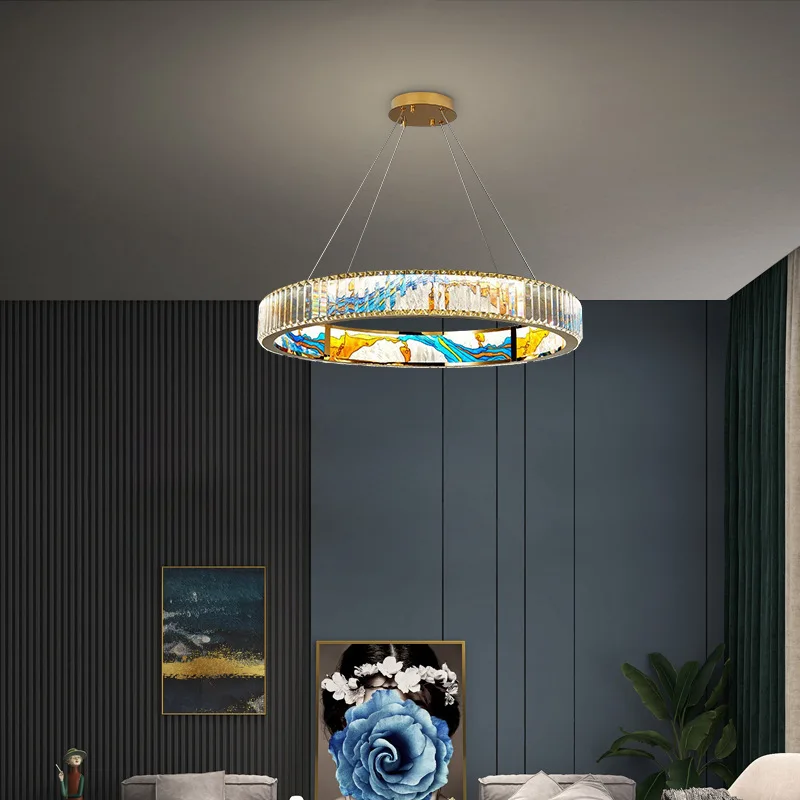 

Modern Luxury Dimmable Led Pendant Lights Living Room Lustre Pendant Chandelier Steel Circle Led Luminarias Home Decor Lighting