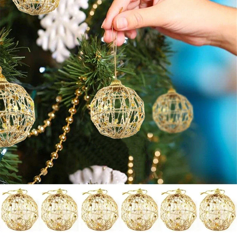 6Pcs/lot Christmas Ball Ornaments Gold Christmas Decorations Tree Balls With Scales Baubles Hanging Party Decor 2024 Navidad