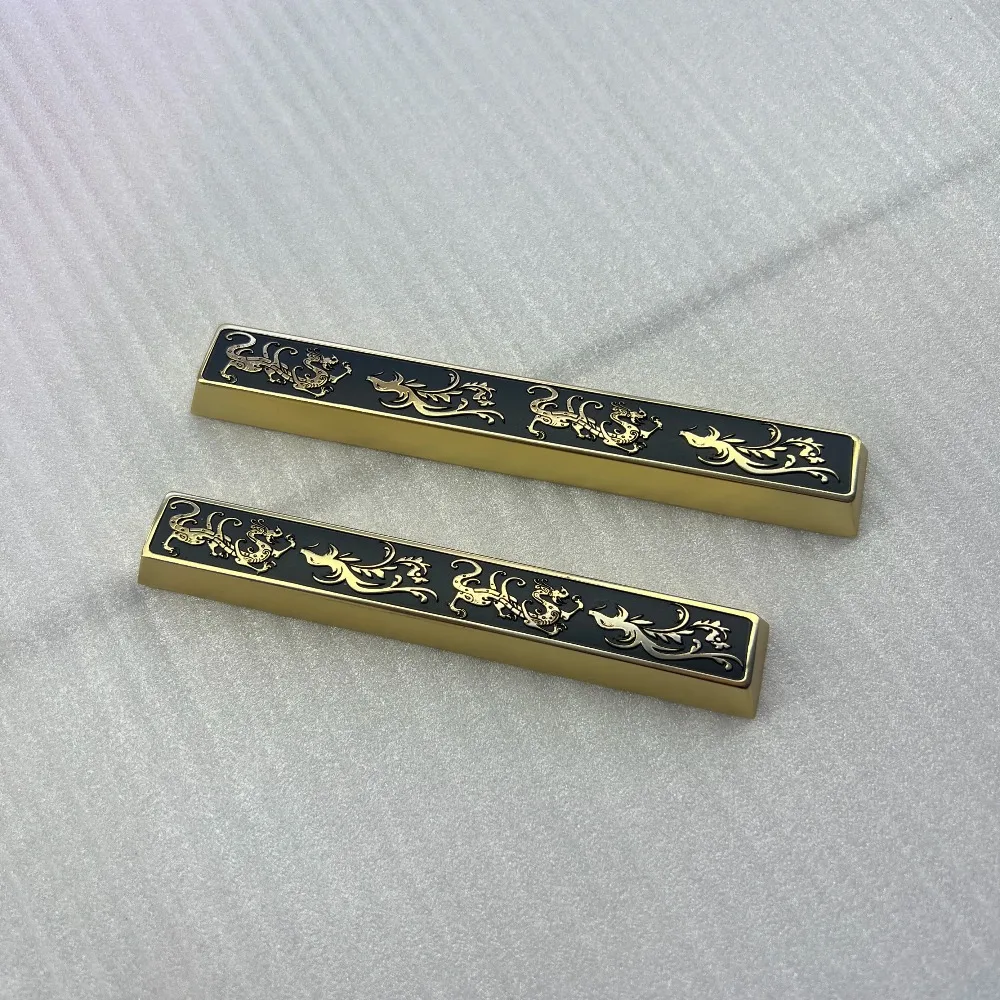 Dragon and Phoenix Metal Keycaps Engraving 6.25U/7U Cherry Profile Matte Keycaps Single Custom Space Key Caps for MX Keyboards