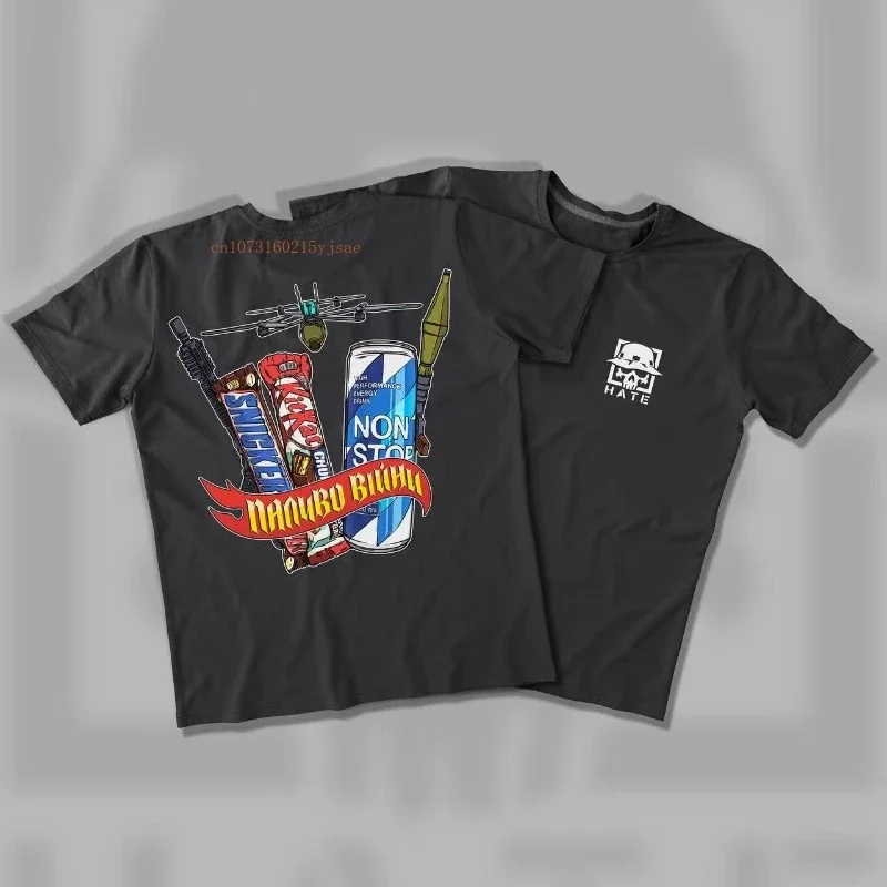 Solid Color Cotton Thickened Five Minute Sleeve Men Women Ins Tide Armed Elements Pattern Printing T-shirt New Loose Couple Tops