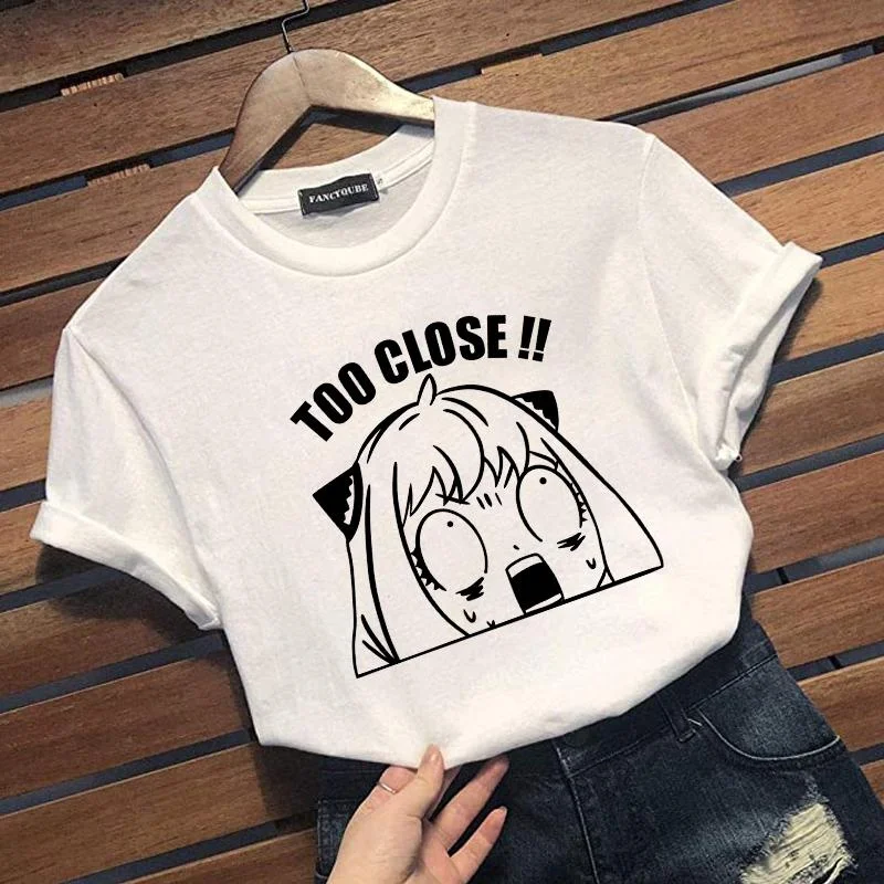 

Funny Funny Anya Forger Harajuku Casual T-Shirt Girls Anime Comfortable Loose Round Neck Short Sleeve Shirt Top