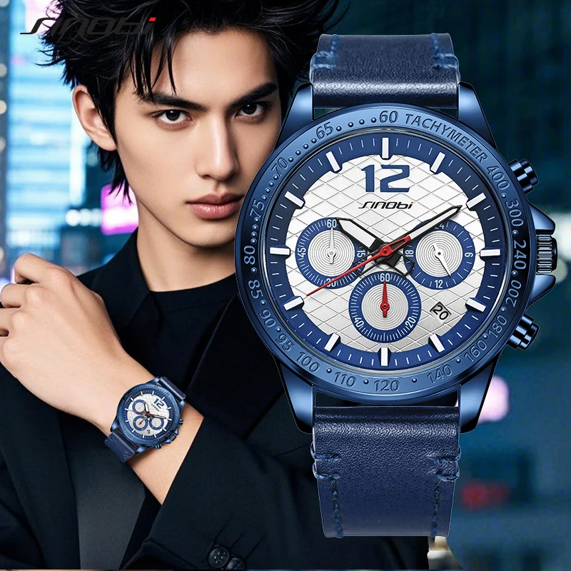 

SINOBI Fashion Styles Men's Watches Original Sports Design Mans Quartz Wristwatches Top Brand Male Best Gifts Clock for Husband