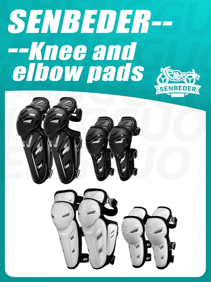 

SENBEDER Motorcycle Knee Elbow pads Heavy Duty Impact Protection Adjustable Universal Fit for moto cross enduro Riders set