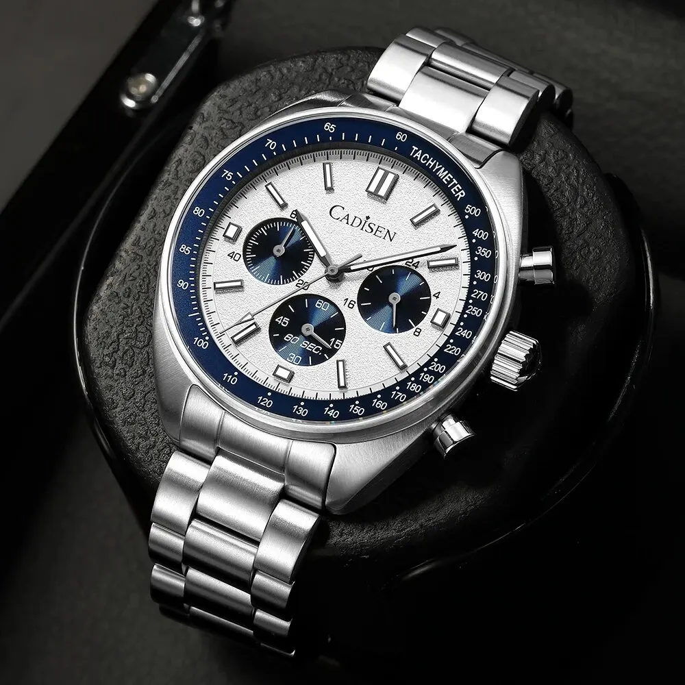 CADISEN 2024 Neue Herrenuhren Quarz Businessuhren Japan VD53 Herrenuhr Top-Marke Luxusuhr Herren Chronographenuhr für Herren