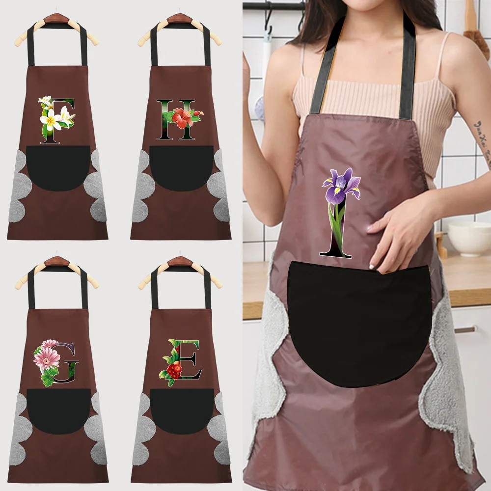 

Apron Perfessional Kitchen Apron Restaurant Shop Waiter Work Uniform WomenMen with Pockets Cleaning Pinafore Flowercolor Pattern