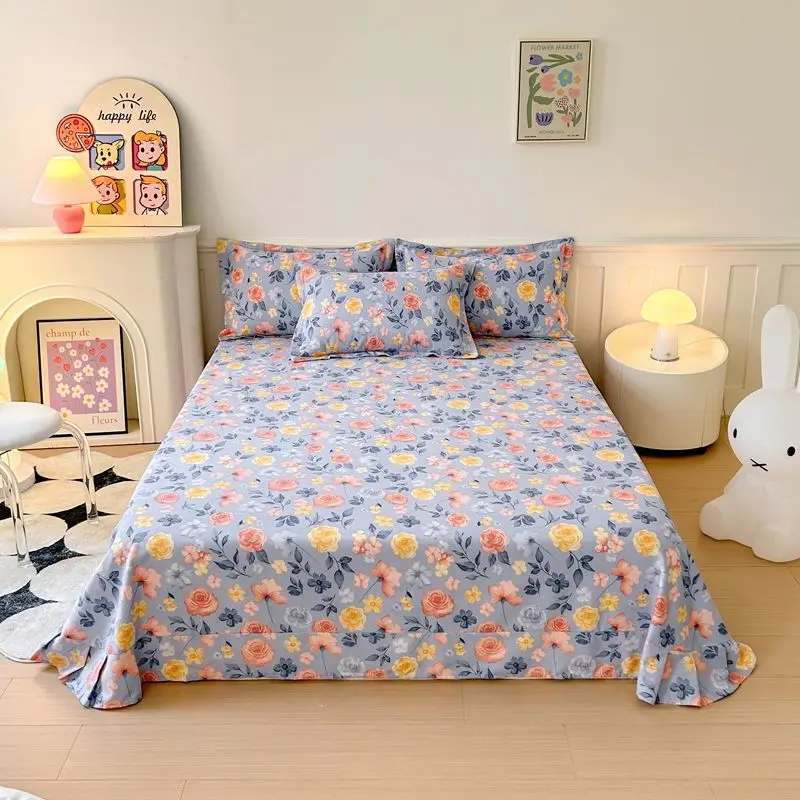 Scandinavian Style 100% Cotton Flannel Bed Sheet Set Single Piece Thickened Soft Warm Winter Bedding With Various Patterns - view 5