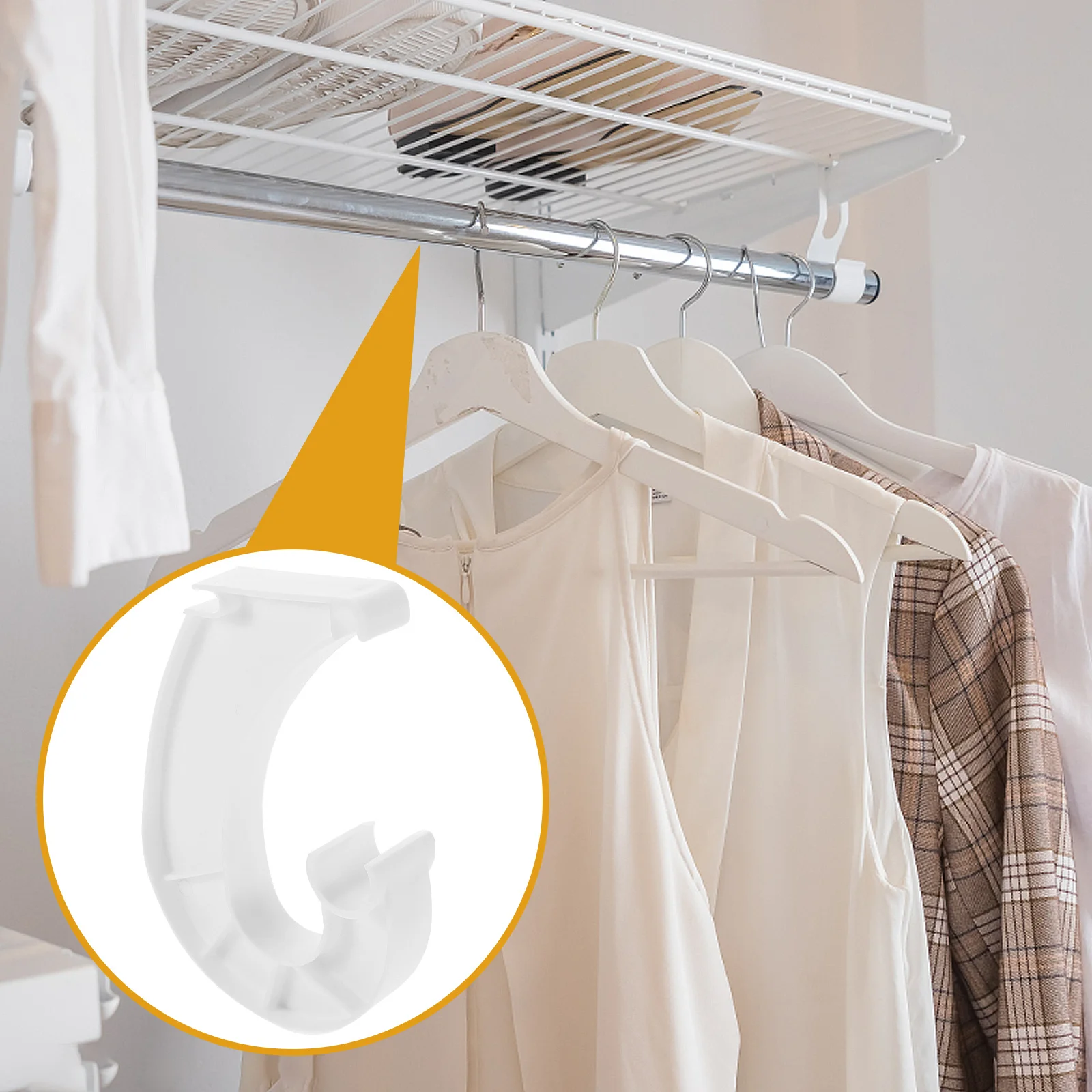 

1pcs Closet Rod Support Bracket J-Shaped Hanging Bar Hook No Drilling Needed For Wire Shelving Sturdy Plastic Hanger Closet