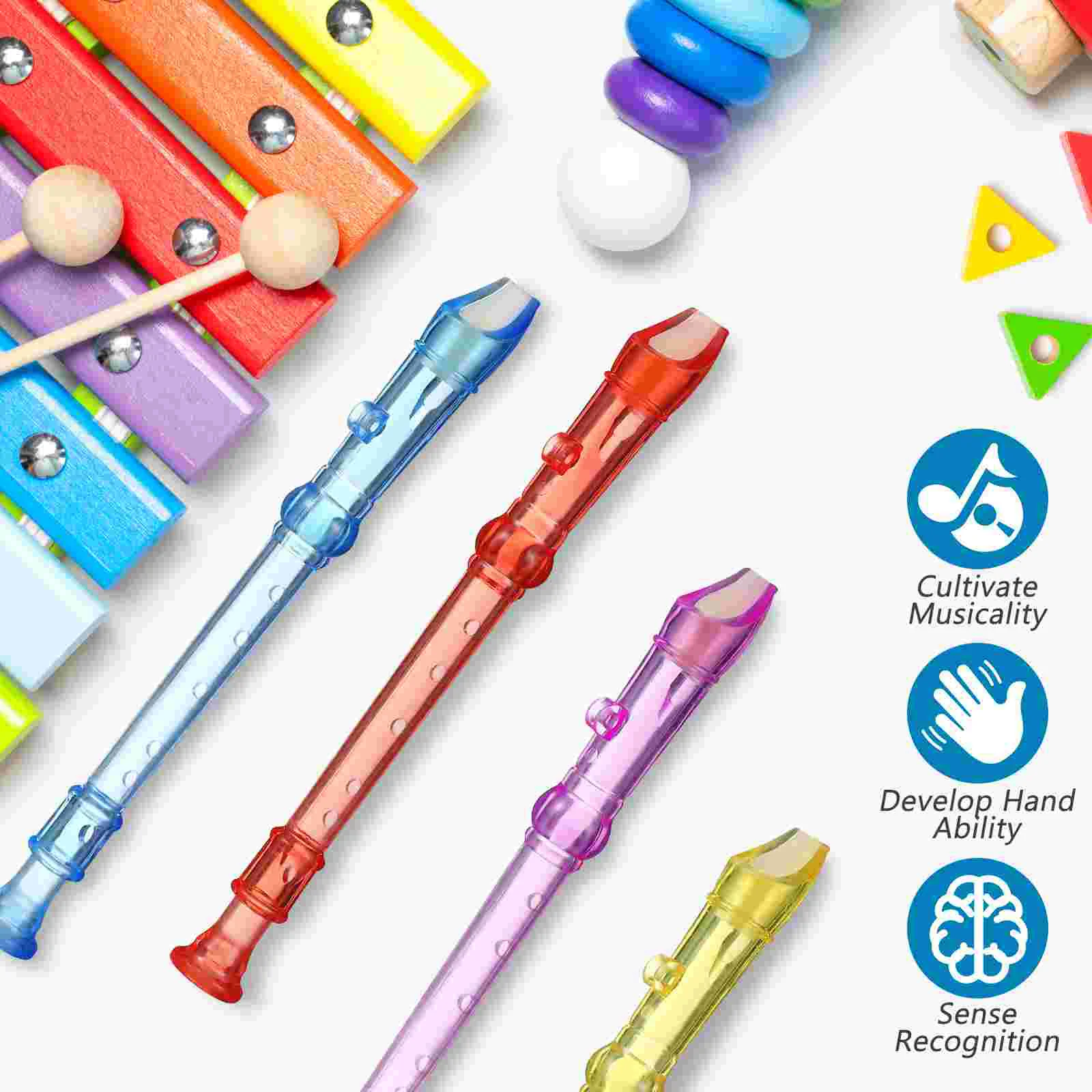 12 Pcs Kids Soprano Recorder Instrument Flute for Musical Instruments Flutes Toys Translucent