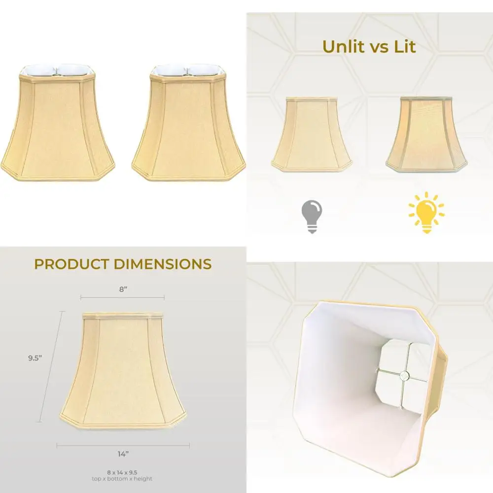 

Базовые абажуры с квадратным угловым колокольчиком, 8x14x11,25 дюймов, античное золото, 2 шт., набор абажуров с квадратным колокольчиком