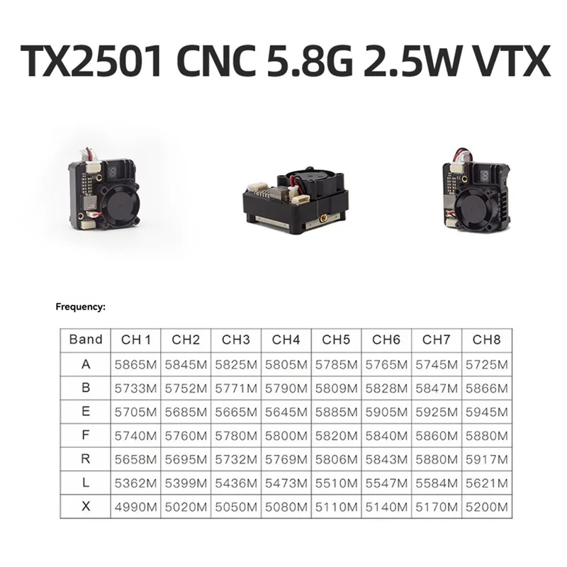 أداء مستقر-TX2501 5G/5.8G 2.5W VTX + 5.8G هوائي 56CH FPV جهاز إرسال الفيديو قابل للتعديل FPV VTX 9-26V لـ FPV طويل المدى R