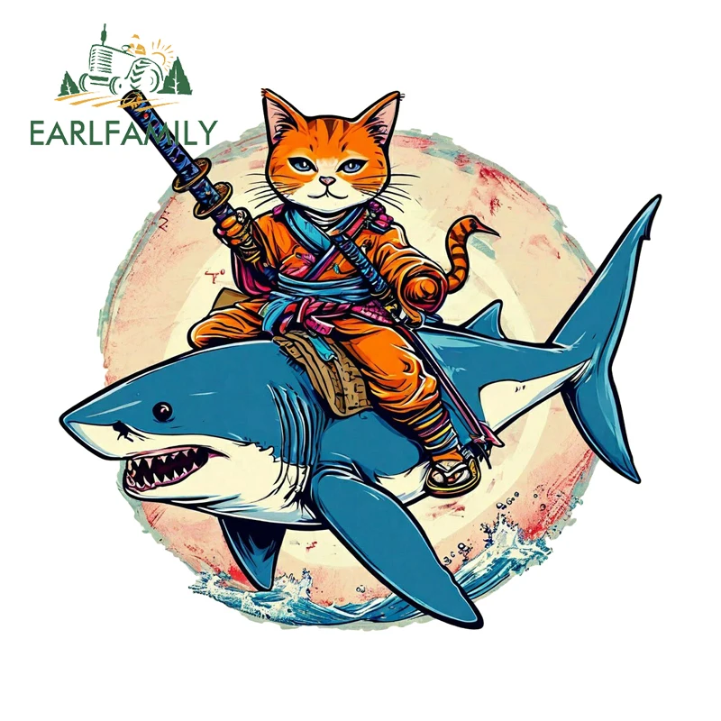 EARLFAMILY Whale Samurai Cat Fine Stickers Japanische hochwertige Aufkleber, kratzfest, kratzfest, PVC-Graffiti-Aufkleber
