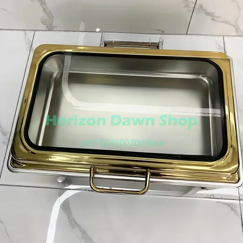 Food Warmer Fuel Pan Saving Gold Stainless Steel Set Chafing Dish Buffet