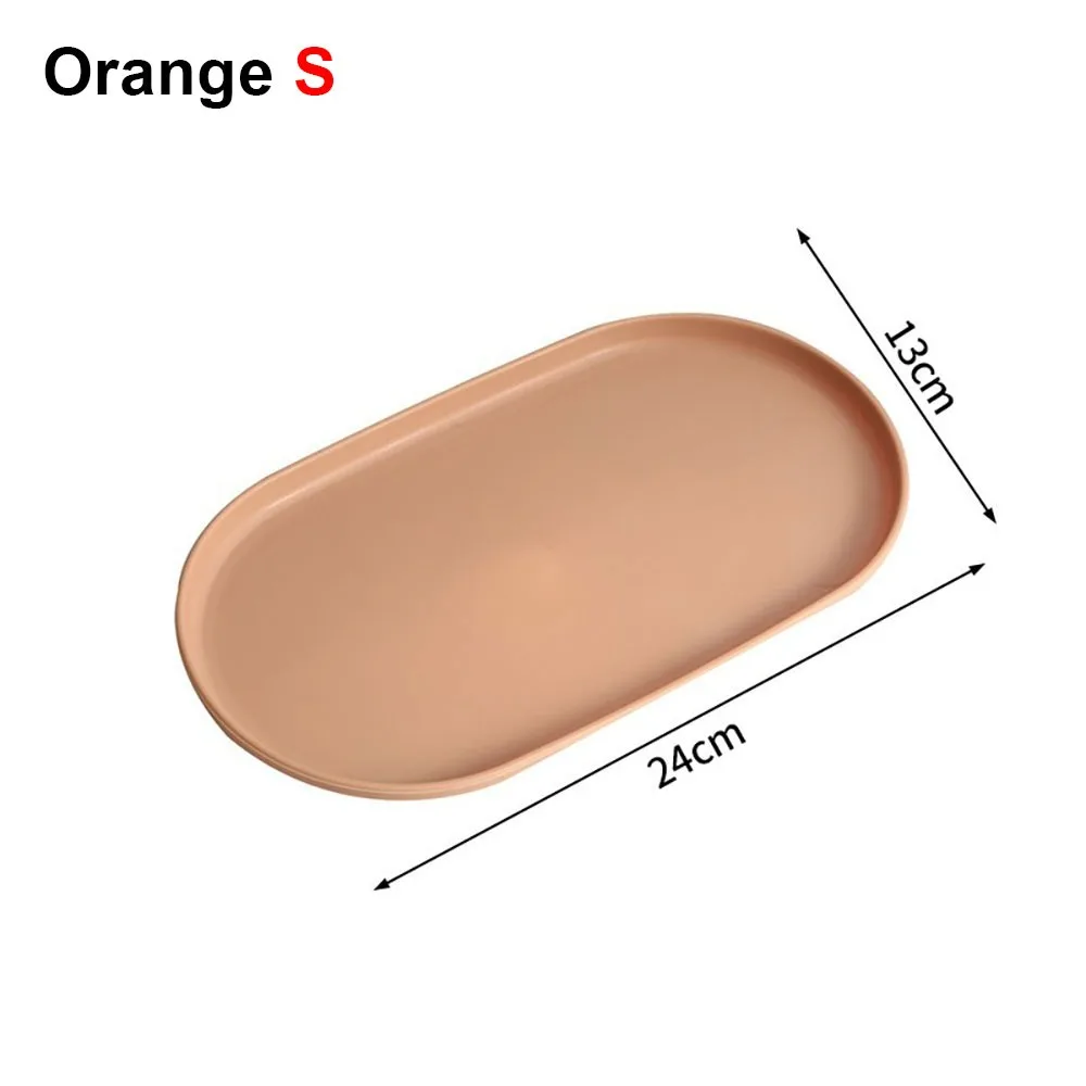 1Pcs New Stackable Fruit Plate Oval Shaped Smooth Edge Dessert Tray Plastic Reusable Food Serving Tray for Home Kitchen