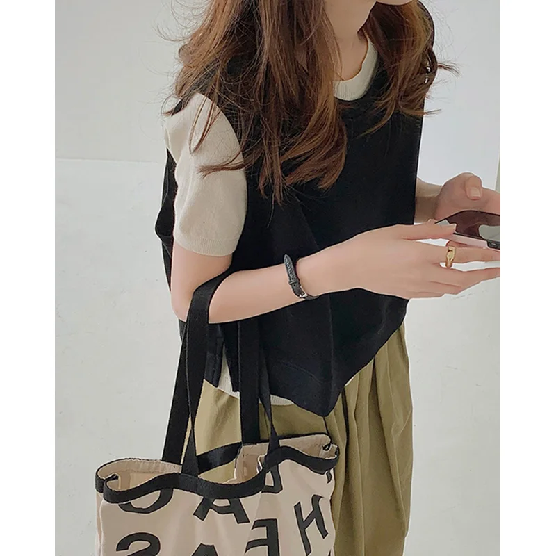 Koreanische Sle Faionable Pullover Weste frauen Sommer Lose Oberbekleidung ort Cut Open Split Design Schichtung Tank Top