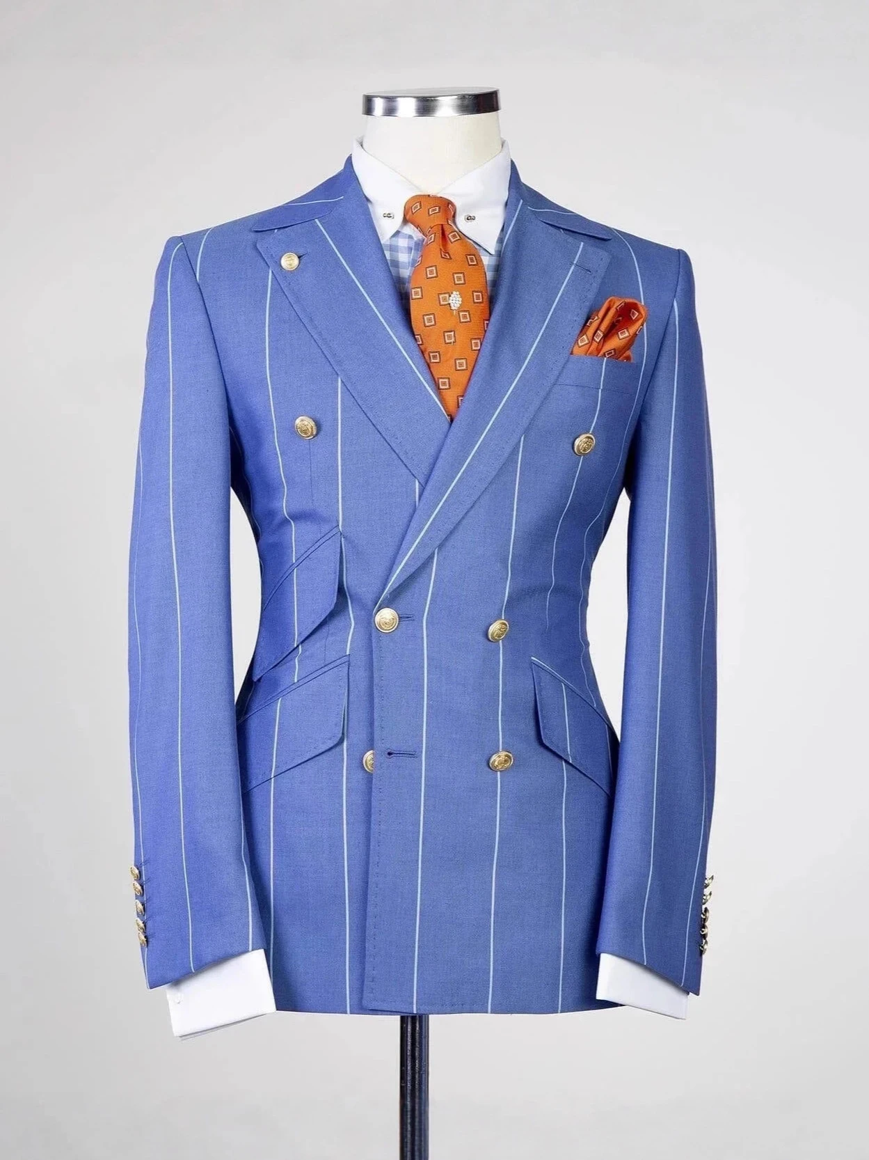 

Graceful Men's striped slim-fit suit. High Quality Double-breasted dinner business suit.2-piece Men's Suit ( Blazer+Pants )