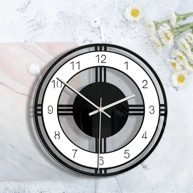 Grande horloge murale silencieuse en acrylique, horloge à quartz à piles, décoration d'intérieur, montre de cuisine, design moderne