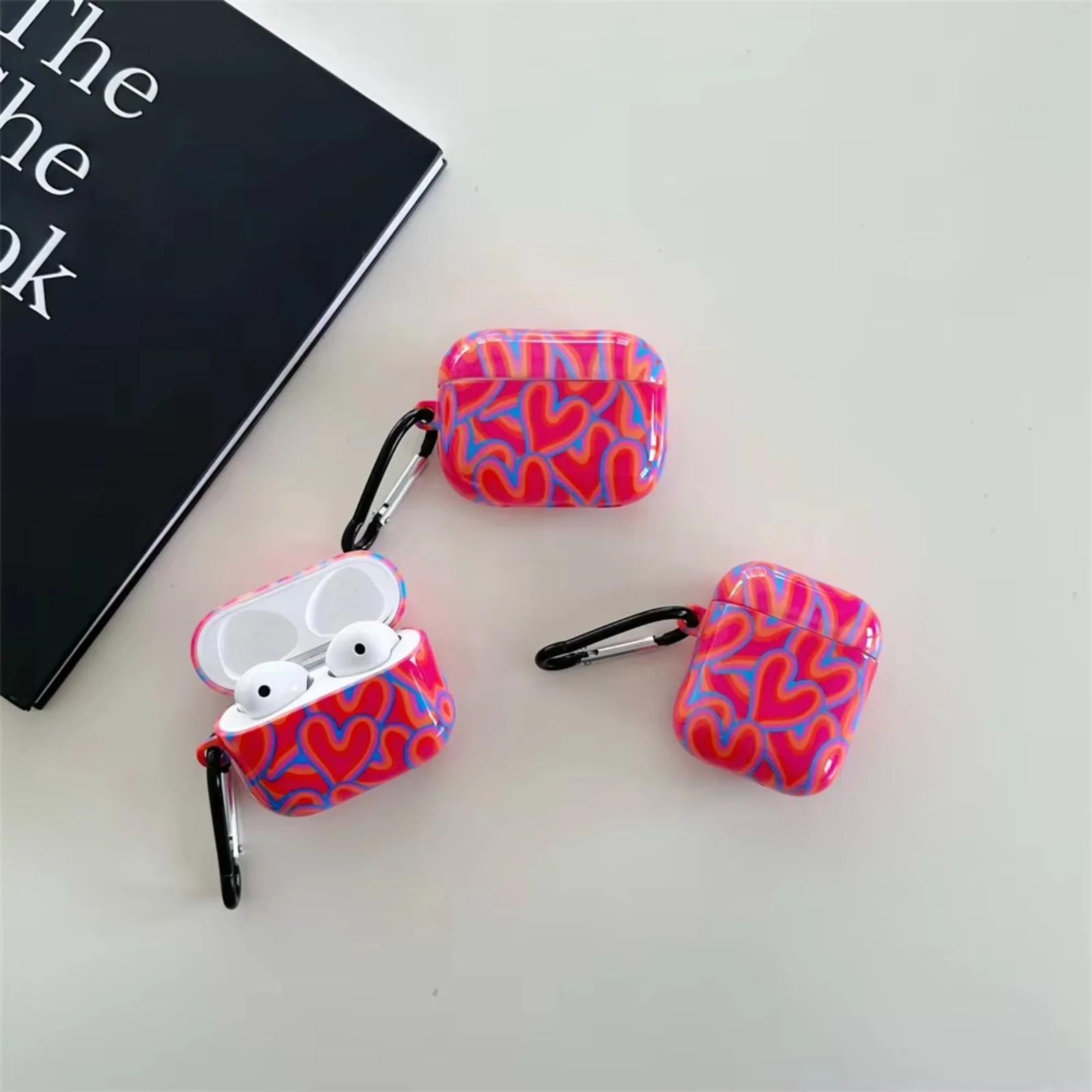 Full screen love and cuteness Earphone Case for Airpods 4 3 2 1Pro luxury Wireless Bluetooth Headset Protective Anti-fall Cover