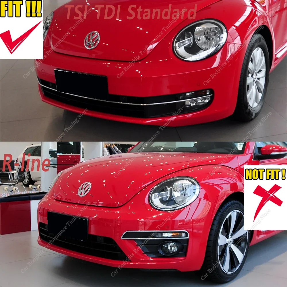 Gloss Black Front Bumper Lip Spoiler Splitter Diffuser Retrofit For VW Beetle A5 TSI TDI Standard 2012-2016 Pre-Lci Bodykits