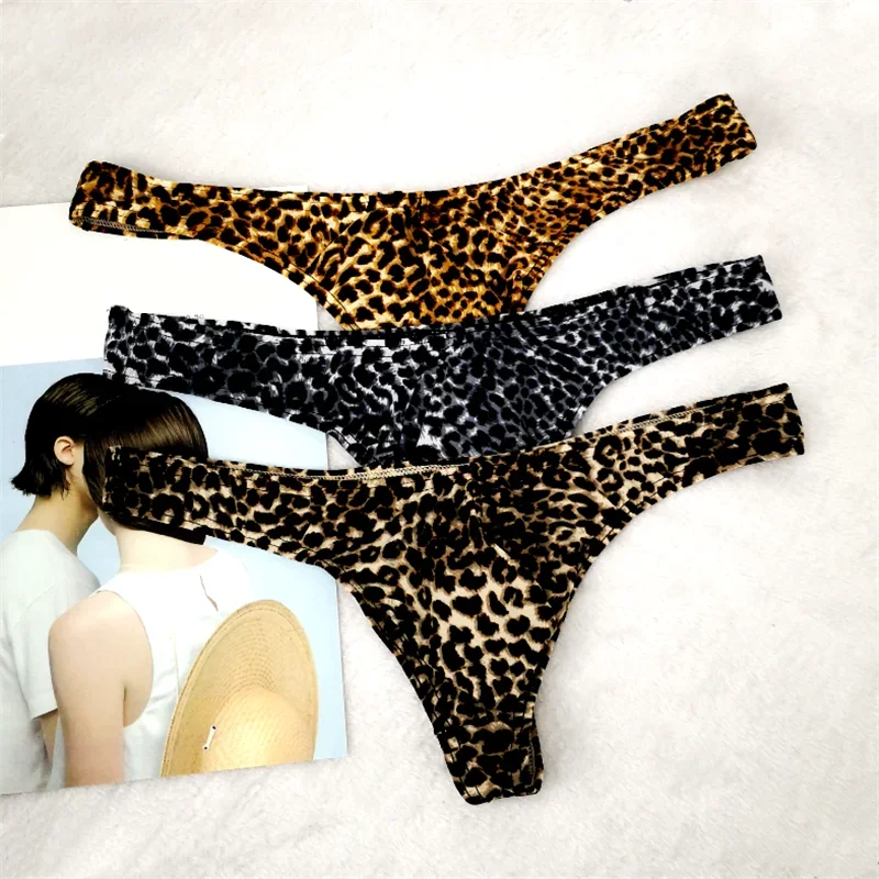 

Brand Mens Pouch Bikini Underwear Leopard Printed Bulge Thong Men Plus Size M-3XL Tanga Sexy Homme Low Rise Male Underpants