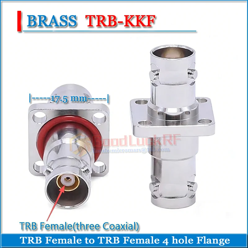 

TRB «мама» на TRB «мама» с 4 отверстиями, фланец, водонепроницаемый, 17,5 мм, три коаксиальных губки, BNC, гнездо, медь, 50 Ом, адаптеры TRB-KKF RF-разъема