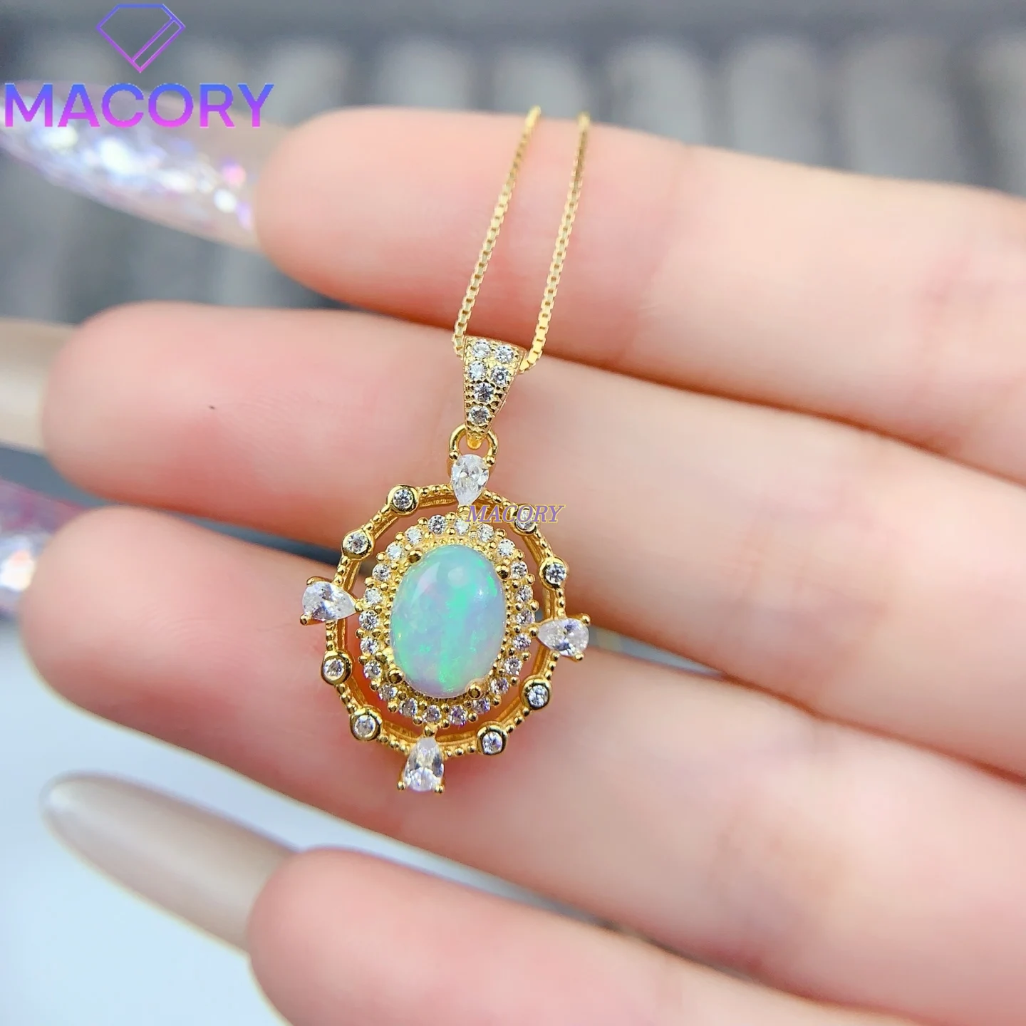 New natural opal necklace for women made of  sterling silver exquisitely crafted to enhance elegance with high-end fine setting