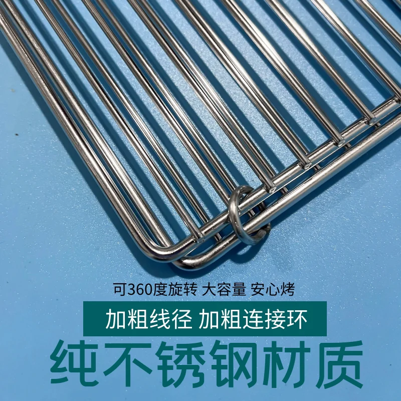 Folding Stainless Steel 304 Food Grade Square Strips Nonstick BBQ Net Mesh Barbecue Grill with Handle for Fish Wings Vegetable