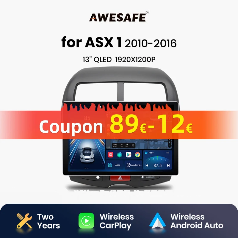 AWESAFE X7 MAX 13.1“ 2K AI Voice Wireless CarPlay Android Auto Car Radio for Mitsubishi ASX 1 2010 - 2016 Multimedia autoradio