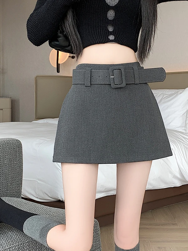 

Новая женская юбка А-силуэта с высокой талией, весенняя модная модель, стройнящая, с поясом, средней длины, для повседневной носки