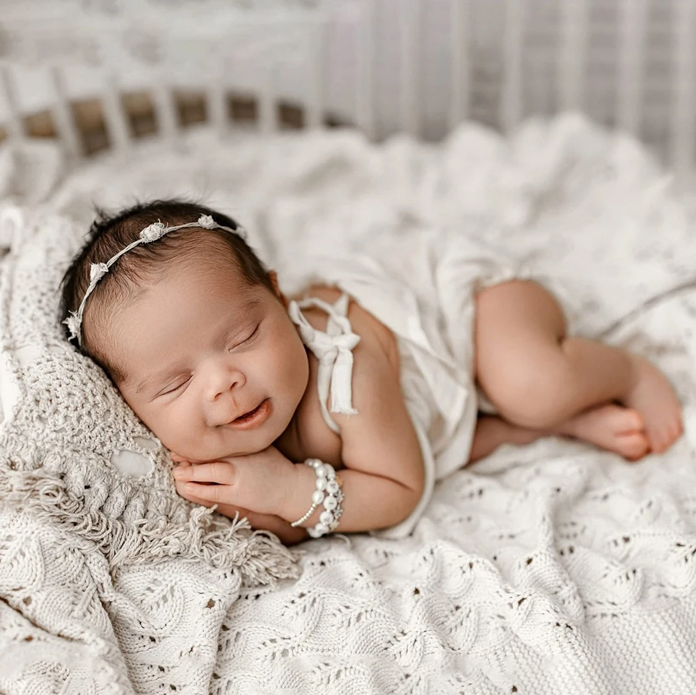 Newborn Photography Props Baby Costume White Romper Newborn Baby Photo Shoot Outfit Infant Girl Studio Props Soft Cotton Fabric