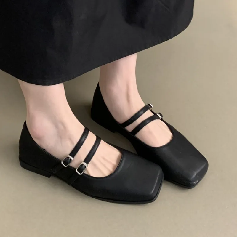 Mary Jane Shoes for Women Retro Medium Flat Women's Single Shoes Soft and Comfortable Ballet Shoes Zapatos De Mujer