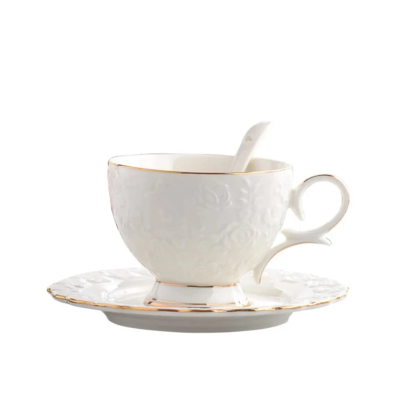 custom.European Classic Design 8-Piece Gold White Ceramic Tea Set Housewarming Weddings Best Friends