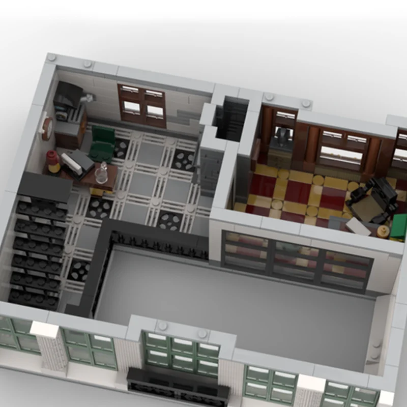 2713 stücke MOC Städtischen Architektur Ziegel Bank Ohne Ecke 32x32 Klassische Finanz Gebäude DIY Bausteine Geburtstag Spielzeug geschenk