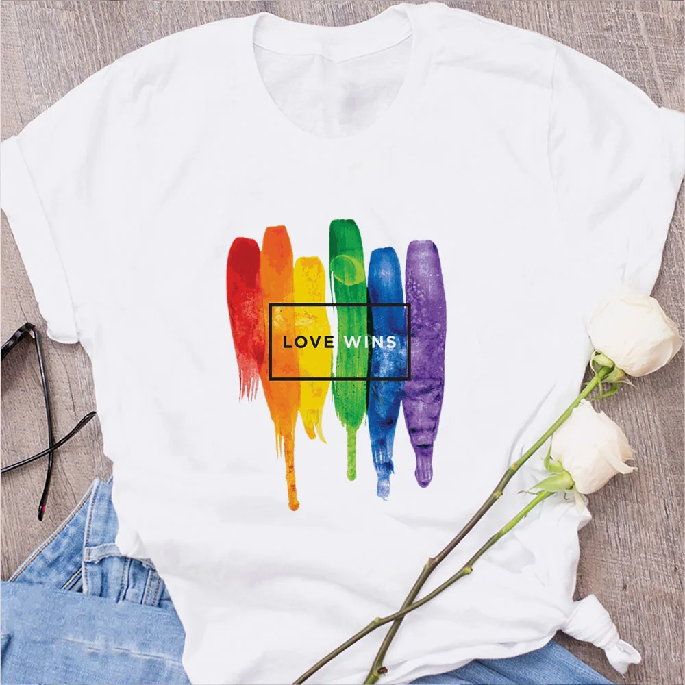 

Streetwear Harajuku Gay Pride Graphic Short Sleeve Tees Rainbow Lifeline Love Wins Lgbt Women Love Is Love Slogan T Shirt