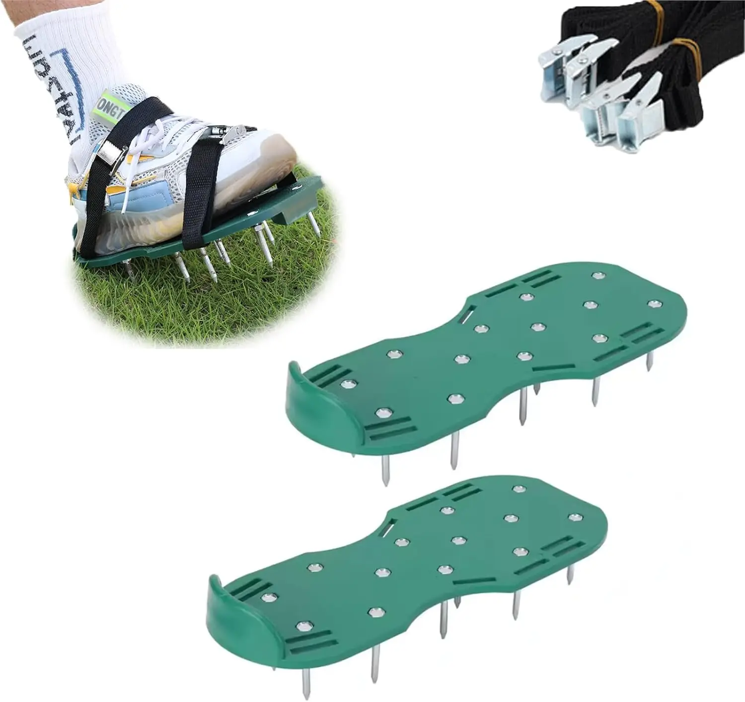 Lawn Aerator Shoes Aerator Lawn Tool with  & Loop Straps for Epoxy Flooring -  for Lawn Aeration, Epoxy Floor Coating, and Garde