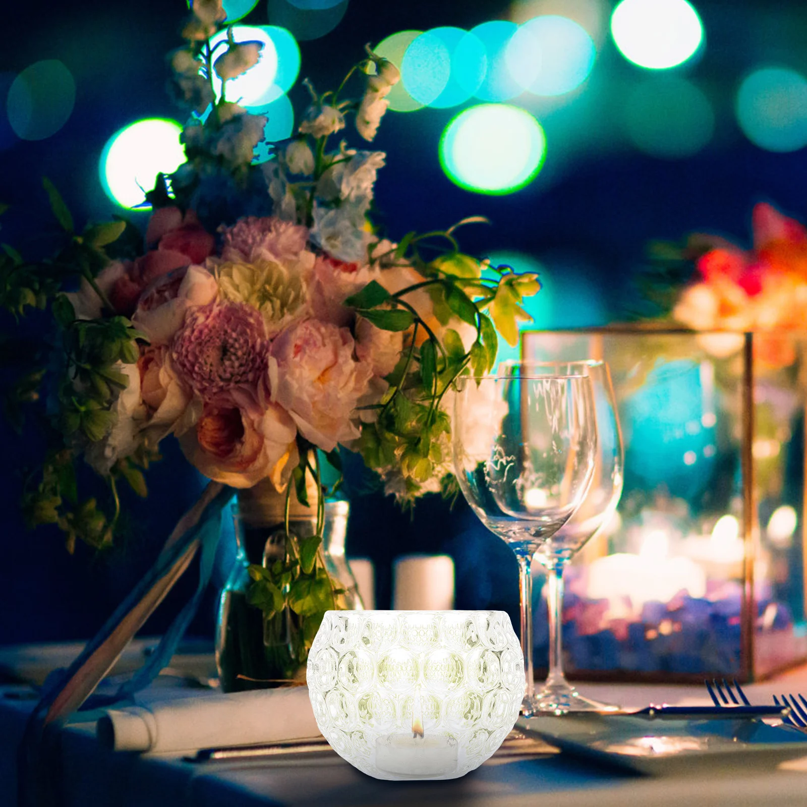 

2Pcs Crystal Holders Glass Candlesticks Wedding Decorative Cup Candlestand Romantic Tabletop Accent Home Ornament