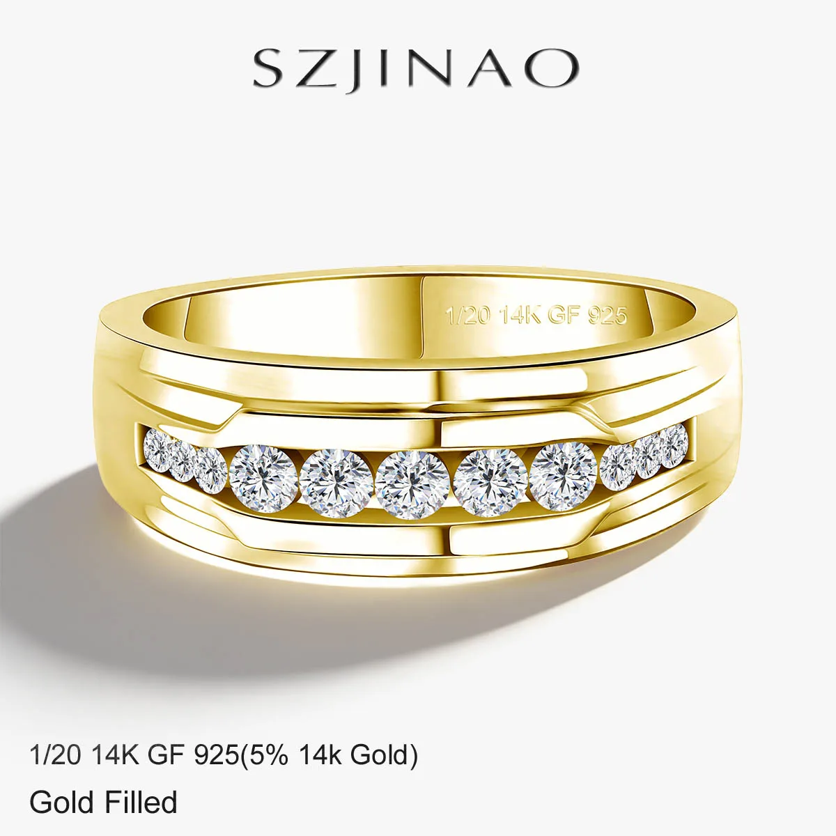 

14K Gold Filled Moissanite Ring Couples Eternity Wedding Band for Men Women Engagement Anniversary Gift Classic Jewelry