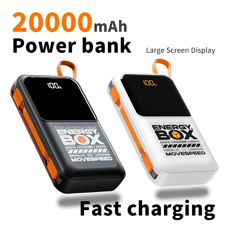 

MOVESPEED 20000mAh Power Bank 3in1 Cable 22.5W Max Portable Fast Charging External Battery for iPhone 16 15 Xiaomi 14 Huawei