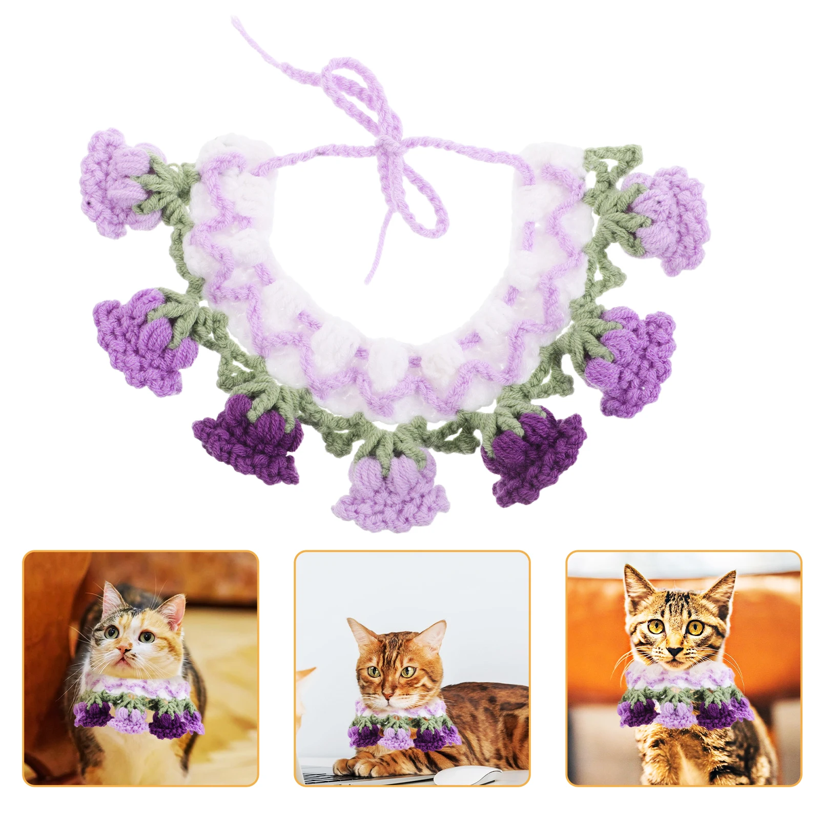 

Pet Scarf Cat Accessories Flower Collar for Cats Necklace Dog Kitten Knitted Dogs Bib Pets Cute