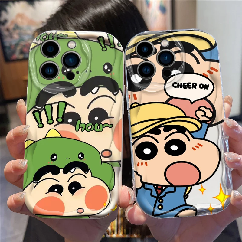 Anime C-Crayones S-Shins-chanes For Apple iPhone 15 14 13 12 11 XS XR X Pro Max Plus Wave Oil Funda Phone Case