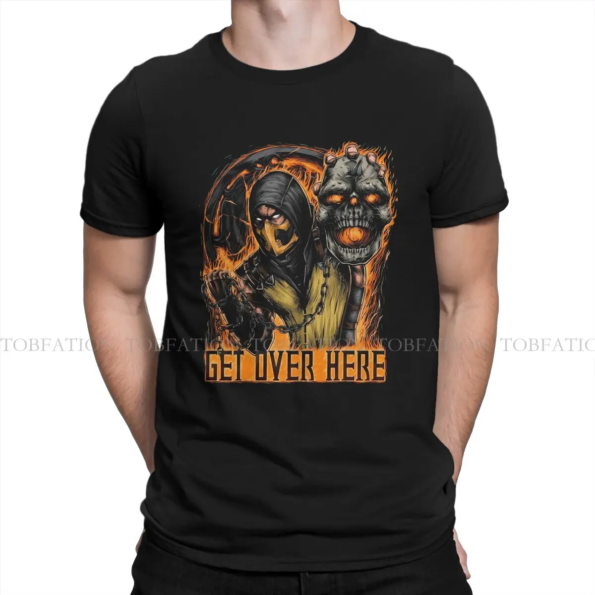 Scorpion Get Over Here Casual TShirt Mortal Kombat Fighting Game Printing Casual T Shirt Male Short Sleeve Special Gift Idea