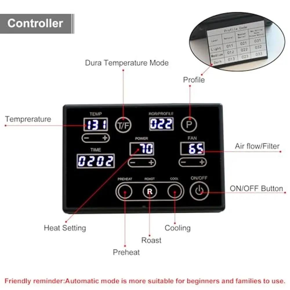 Electric Coffee Bean Roaster Drum Machine 500g Home Commercial Smokeless Baking System Advanced Temperature Control Intelligent