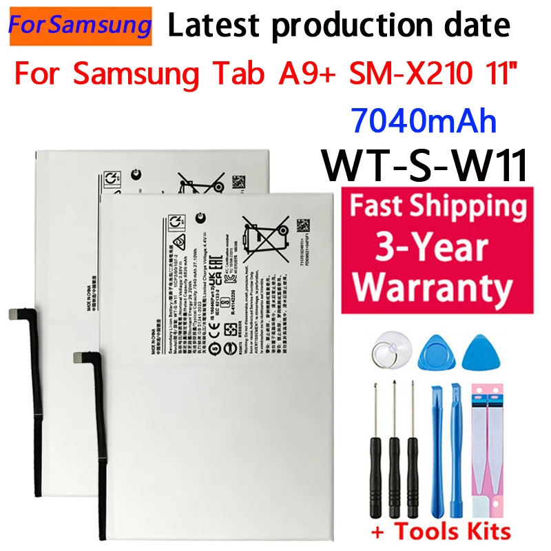 7040mAh Brand New WT-S-W11 Replacement Battery For Samsung Galaxy Tab A9+ /Tab 11 SM-X210 Tablet batteria+Tools