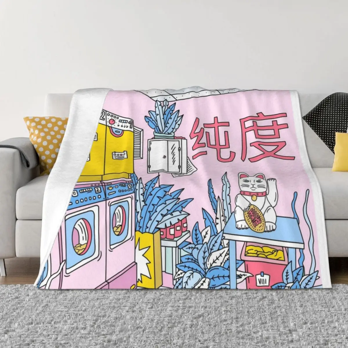 

MANEKI WASH BLUE Throw Blanket For Sofa Thin Luxury heavy to sleep Blankets For Sofas Blankets