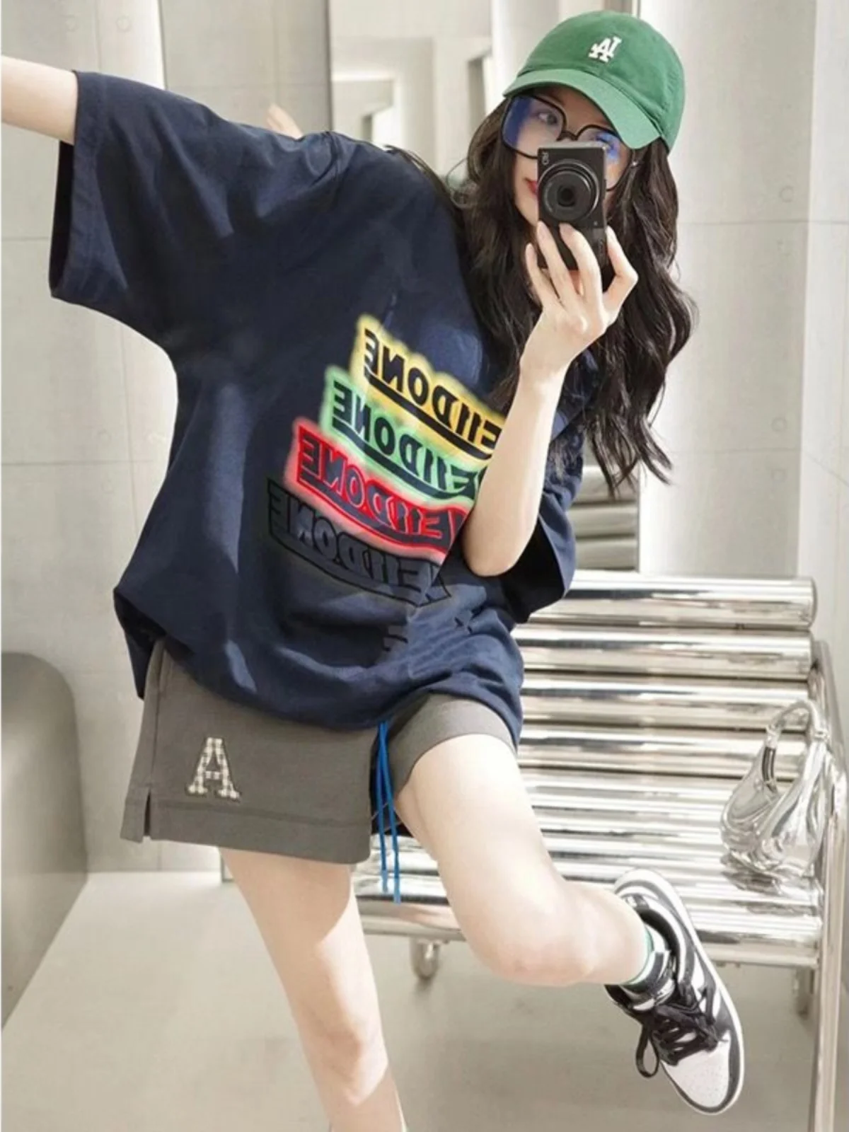 

American Sle Summer Sports Suit Set Women's Running Loose Slimming Faion Student ort Sve orts Casual Two Piece Set