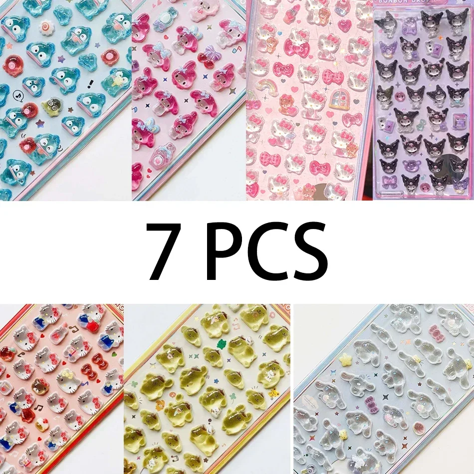 7 نمط أنيمي سانريو كورومي مرحبا كيتي هانجيودون سينامورول 3D شفاف هلام ملصق كريستال ملصقات الزخرفية Casesdiy لعبة #1