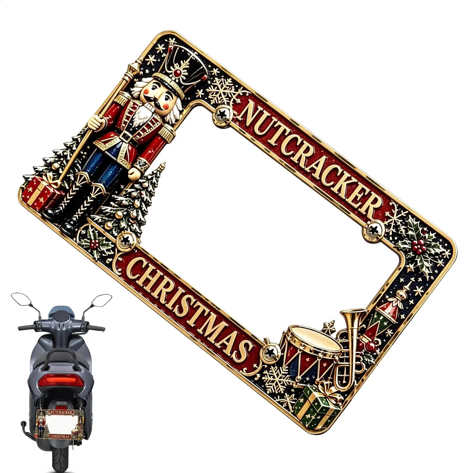 Motorcycle License Plate Frame Christmas Motorbike Tag Parts Motorbike Tag Cover Holder Riders Modifiers Daily Commute Rides 4